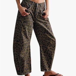 Leopard Print Barrel Jean